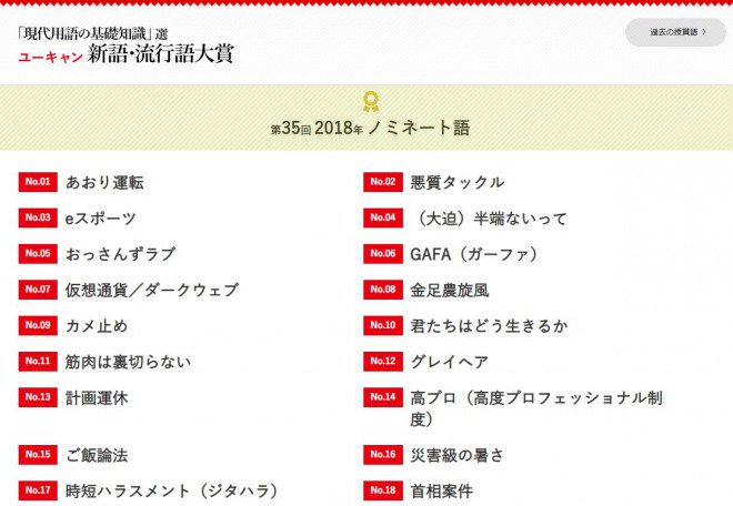 18年 平成最後の流行語大賞は 平成最後の でなく そだねー に確定 歴代流行語大賞一覧まとめ 生活技術